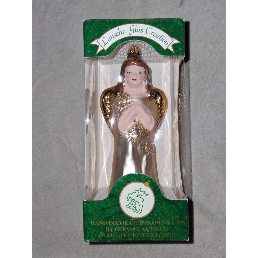 Lauscha Glas Creation German Hand Blown Glass Angel Christmas Ornament w/ Box